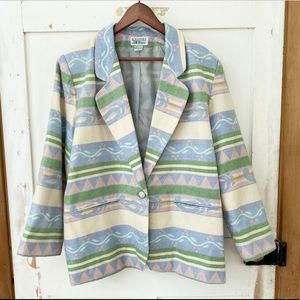 Bill Blass VINTAGE pastel design blazer jacket XL